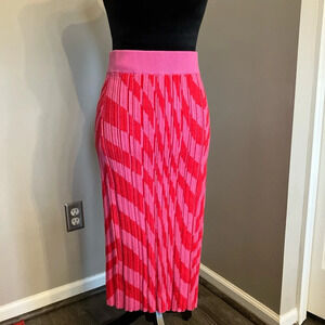 ASTR the label pink and red ribbed knit midi‎ skirt size medium.